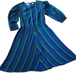 Vintage Leslie Fay Metallic Stripe Dress